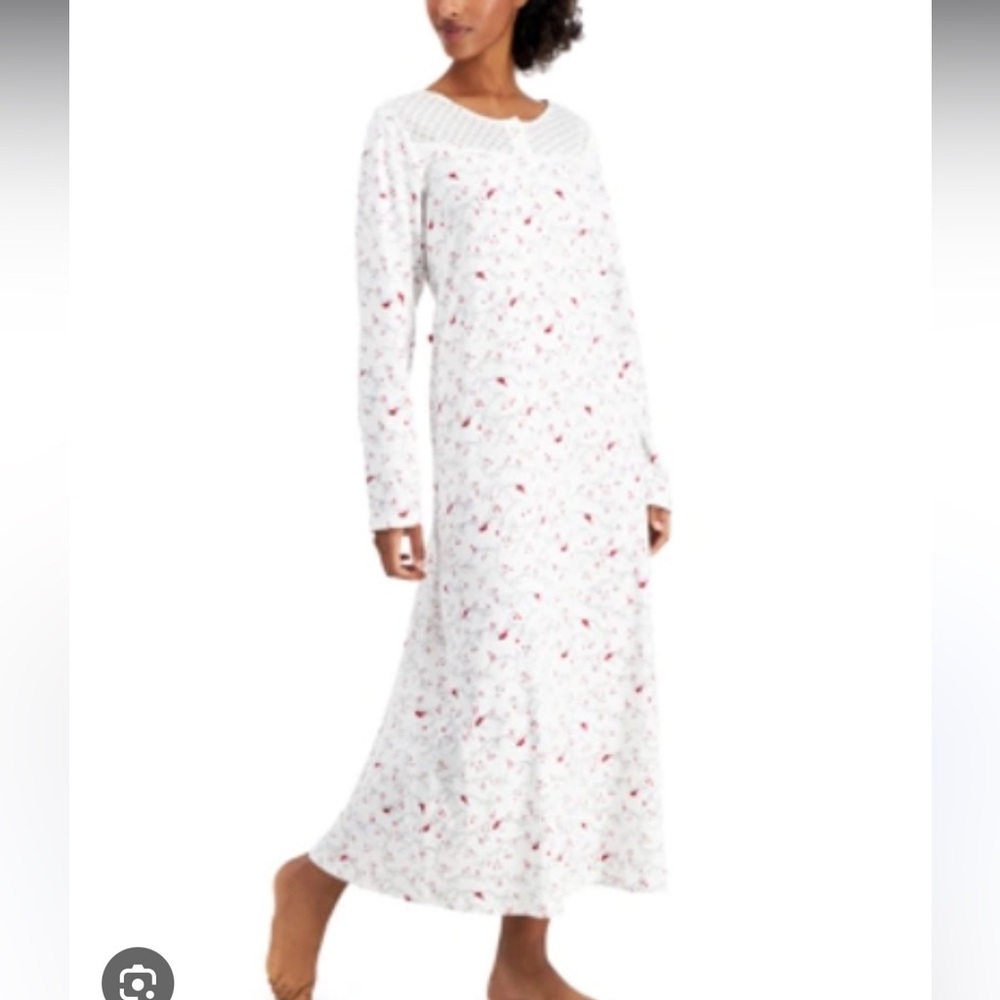 CHARTER CLUB
Cotton Brushed Knit Printed Nightgown - Ivory Size - Meduim